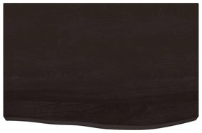 sötétbarna kezelt tömör tölgyfa fali polc 60x40x(2-6) cm