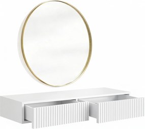 Nicole fali sminkasztal arany tükörrel 80 cm - matt fehér
