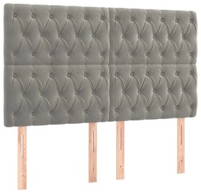 világosszürke bársony LED-es fejtámla 160x7x118/128 cm