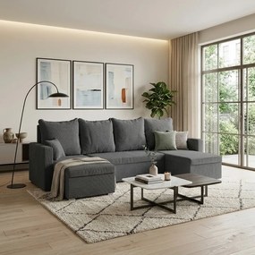 DIZY-U ággyá alakítható sarokkanapé Sötétszürke