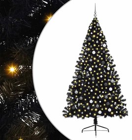 Műfenyő Elővilágított Karácsonyfa Fekete 240 cm PET