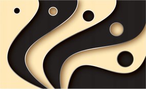 Flizelin fotótapéta Bézs-Fekete Absztrakt Hullám Geometria 200x140 +ragasztó