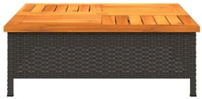 fekete polyrattan és akácfa napernyőtalp-burkolat 70x70x25 cm