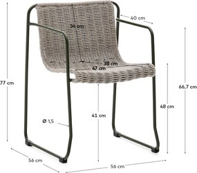 Szürkészöld fém kerti szék Maurina – Kave Home
