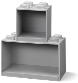 Brick 2 db-os gyerek szürke fali polc szett - LEGO®