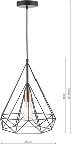 Dar Lighting vintage függeszték sword matt fekete réz darswo0122