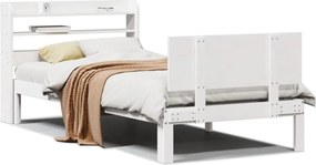 vidaXL fehér tömör fenyőfa ágykeret fejtámlával 75 x 190 cm