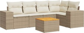 vidaXL 6 részes bézs polyrattan kerti ülőgarnitúra párnával