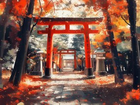 Canvas Vászonkép Japán Templom Kioto Torii Fushimi Inari 80x60