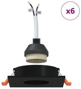 Beépített Spotlámpák 6 db Négyzetes GU10 Fekete 91x91 mm