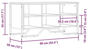 füstös tölgy színű szerelt fa cipőszekrény 90 x 38 x 45,5 cm
