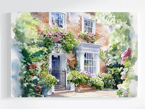 Vászonkép Canvas Építészet Anglia Ház Ajtó Kert Virágok 60x40