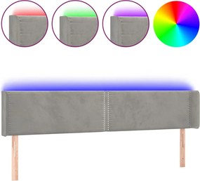 vidaXL világosszürke bársony LED-es fejtámla 203 x 16 x 78/88 cm