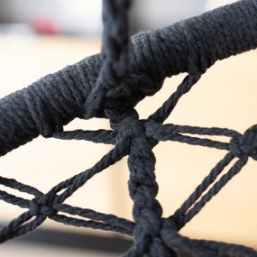 Függő szék, pamut+fém/fekete, AMADO 2 NEW