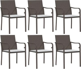 vidaXL 6 db barna polyrattan kerti szék párnával 56x59x84 cm