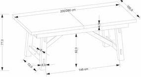 Fiesta bővíthető étkezőasztal 200-280 cm