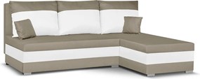 GUSTO Kinyitható sarokkanapé Világosbarna/fehér