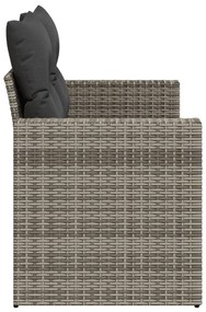 2 személyes szürke polyrattan kerti kanapé párnával