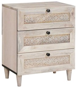 vidaXL Éjjeliszekrény fiókkal Bézs 50 x 33 x 62 cm Tömör akácfa