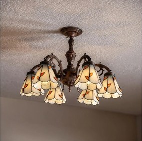 Brilagi - Tiffany vitrázs felületre szerelt csillár FOLIA 6xE27/60W/230V átmérő 60 cm