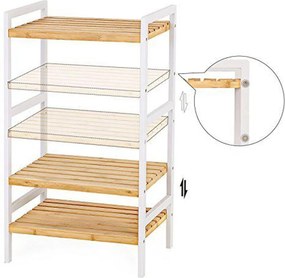 3 szintes bambusz tároló állvány, 45 x 31,5 x 80 cm, natúr és fehér