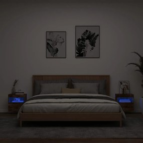 2 db füstös tölgy fali TV-szekrény LED-ekkel 40x30x40 cm