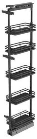 Konyhai fémrács, kamravasalat, 300mm, antracit, teljes kihúzású, csillapított záródás, 1880-2180mm, 5 kosár SIGE, Infinity Plus 265