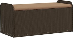 vidaXL barna polyrattan tárolópad párnával 115 x 51 x 52 cm