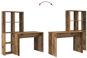 Asztal polcokkal tárolóval Régi fa 138.5 x 55 x 143 cm Faanyag