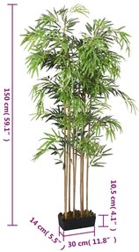 vidaXL zöld mű bambuszfa 1095 levéllel 150 cm