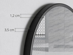 Fekete kerek tükör polccal BREDO Ø 60 cm