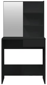 fekete fésülködőasztal tükörrel 74,5 x 40 x 141 cm