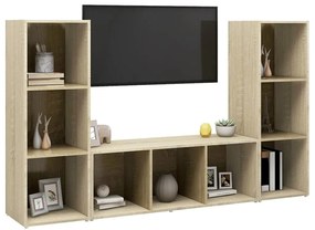 3 db sonoma tölgy színű szerelt fa TV-szekrény 107 x 35 x 37 cm