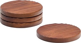 Sötét natúr színű fa poháralátét szett 4 db-os Rommu – Kave Home