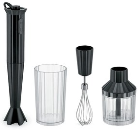Design botmixer mérőpohárral és kézi habverővel, fekete, átm. 7 cm - Alessi
