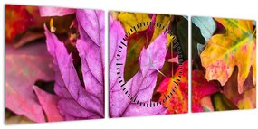 Kép - őszi levelek (órával) (90x30 cm)
