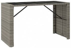 szürke polyrattan üveglapos kerti asztal 185 x 80 x 110 cm