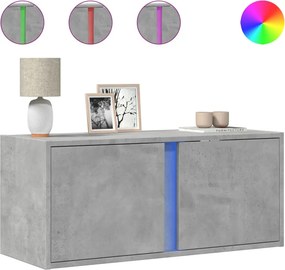 vidaXL betonszürke falra szerelhető TV-szekrény LED-del 80x31x35 cm