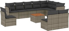 vidaXL 11 részes szürke polyrattan kerti ülőgarnitúra párnákkal