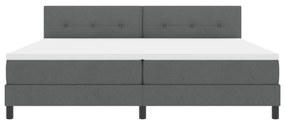 Box Spring Ágy Matraccal Sötétszürke 200x200 cm Textil