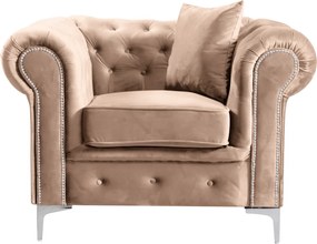 Luxus fotel, világosbarna Velvet szövet, ROMANO