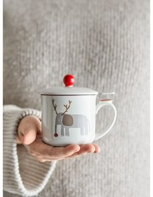 Krémszínű agyagkerámia bögre karácsonyi mintával, szűrővel 300 ml Valentin – Bloomingville