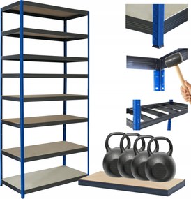 Tárolószekrény fém állvány Helios 270x90x40cm 8Px400kg Tömör Kék