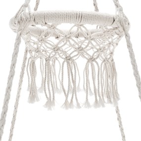 Függő hintaszék bojtokkal, fehér, DELUS