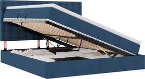 vidaXL Ágy tárolóval és matraccal Kék 160 x 200 cm Poliészter