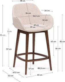 Bézs kárpitozott karfás bárszék (ülésmagasság 66 cm) Konna – Kave Home