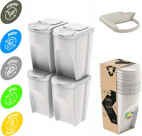 Szelektív Hulladékgyűjtő Kosár 140 L Szett 4x35L Hulladék Hamutartó Matricák