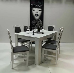 FÉLIX asztal 135*90 cm /fehér/+ 6 db BARBI szék /fehér-műbőr/