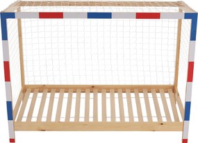 Montessori ágy, természetes/fehér/kék/piros, 90x200, FUTAL