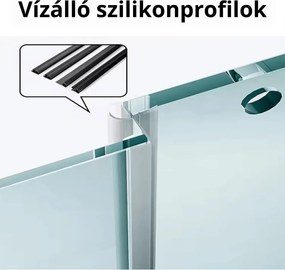 Stuxi Delhi Black X 80x80 cm szögletes két tolóajtós zuhanykabin 6 mm vízlepergető biztonsági üveggel, fekete keretes, 190 cm magas